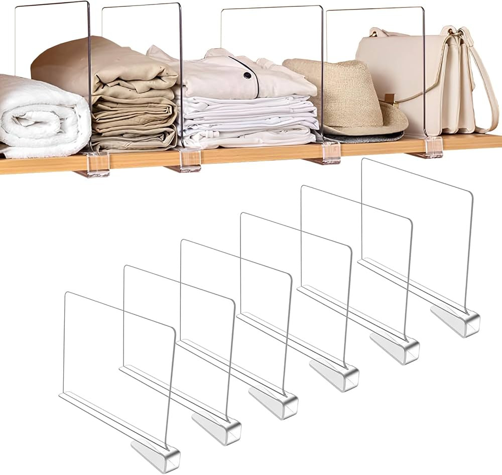 Sooyee 6 Pack Beautiful Acrylic Shelf Dividers, Perfect Perfect for Closets Kitchen Bedroom Shelv... | Amazon (US)