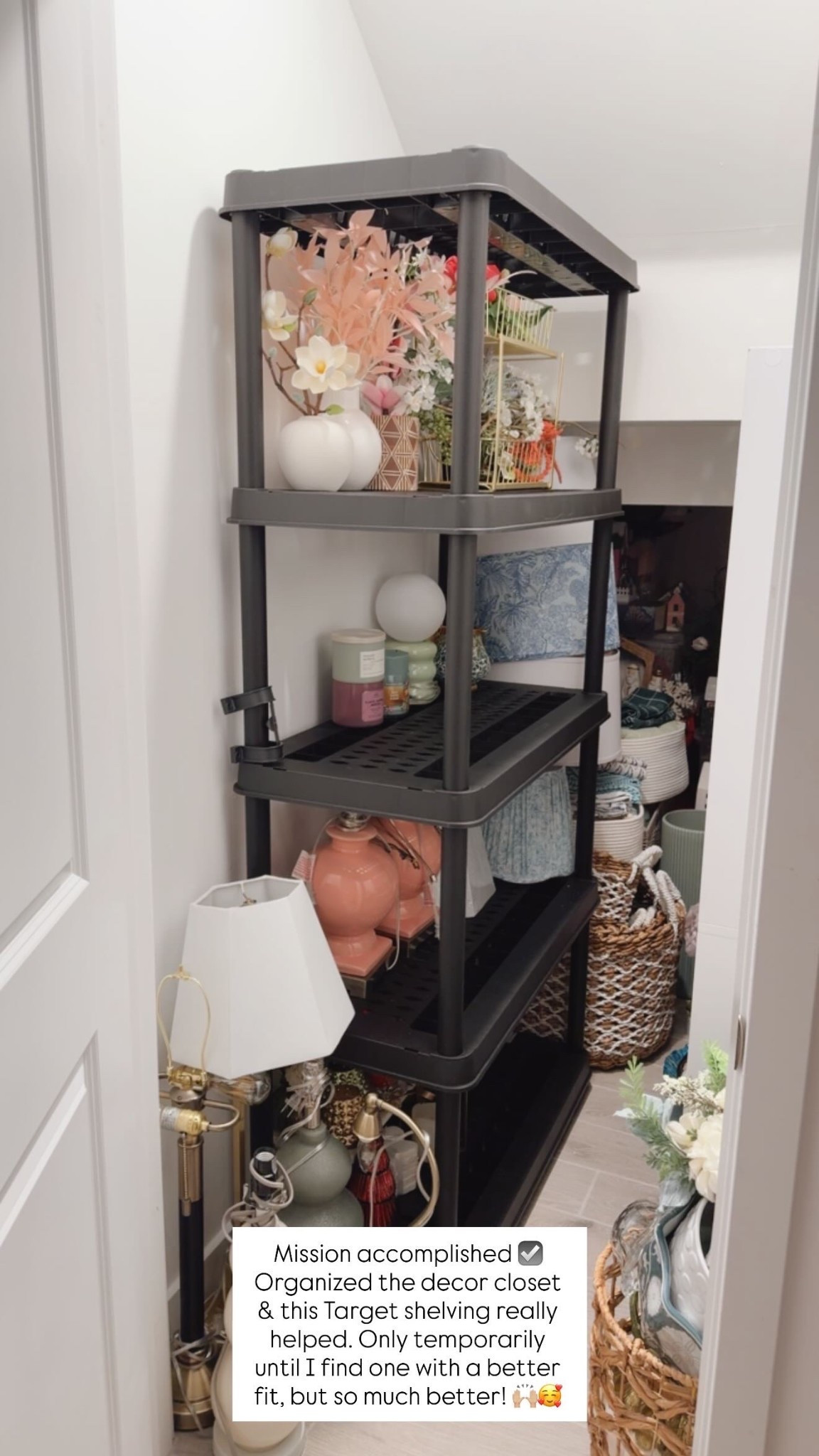 Finally organized the decor closet ✔️
This Target shelving helped so much with storing seasonal decor and extra pieces. It’s a temporary solution until I find the perfect fit, but it already looks so much better.

#LTKHome #LTKstorytime #LTKdayinmylife
