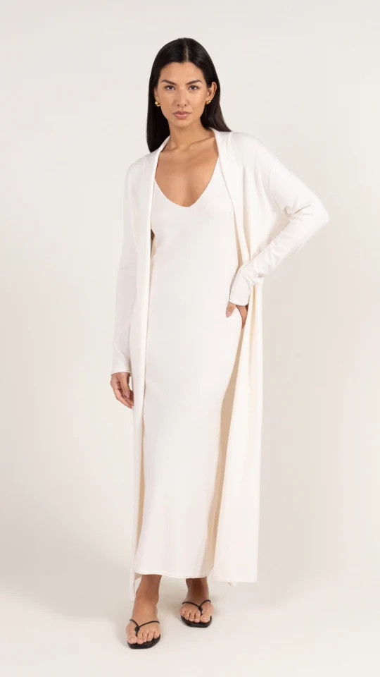 Sofia Long Line Cardigan - Ivory | Charli
