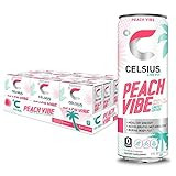 CELSIUS Sparkling Peach Vibe Fitness Drink, Zero Sugar, Slim Can 4-Packs, 12 Fl Oz (Pack of 24) | Amazon (US)