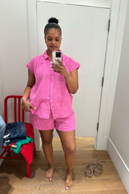 GAP has the cutest summer looks! They are also on sale online until 5/14 with 40% off everything plus 10% if you have a GAP card. 

Pink shorts, pink top, gauze outfit, summer outfit, vacation outfit 

#LTKFindsUnder100 #LTKSaleAlert #LTKMidsize