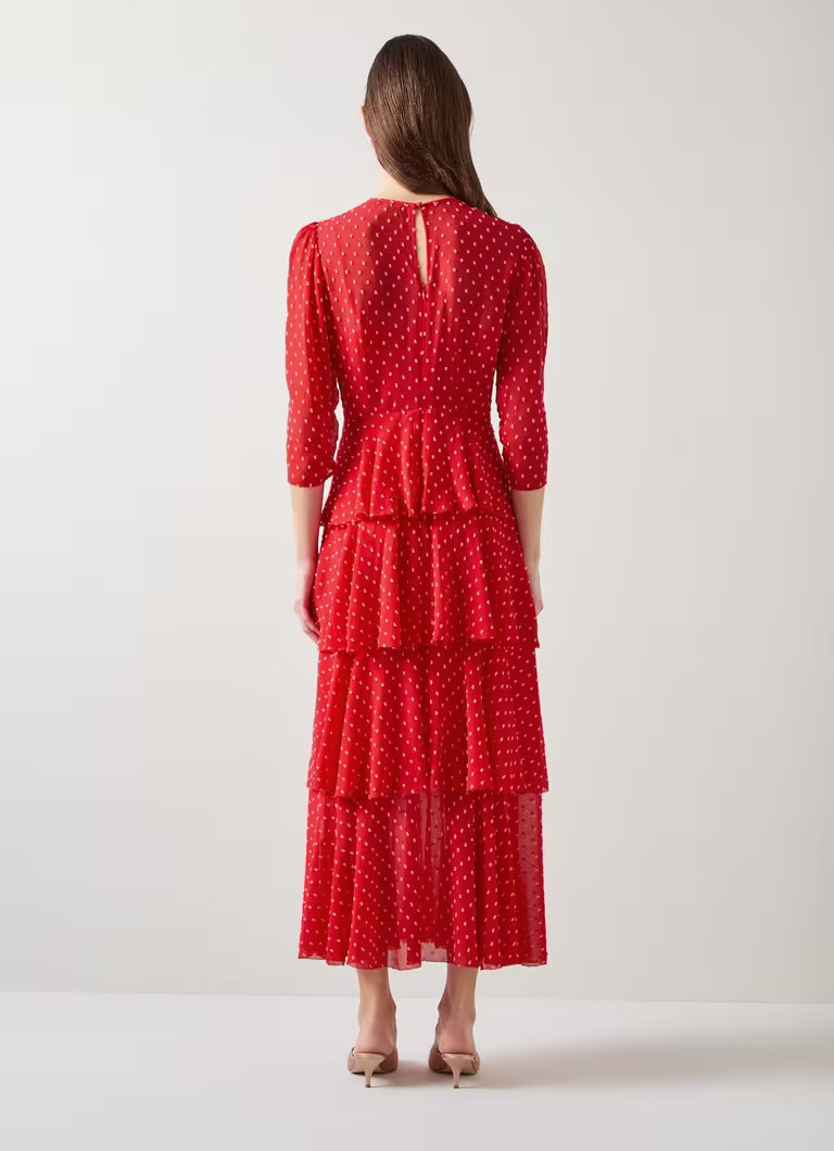 Poppy Red Poinsettia Tiered Dress | L.K. Bennett (UK)