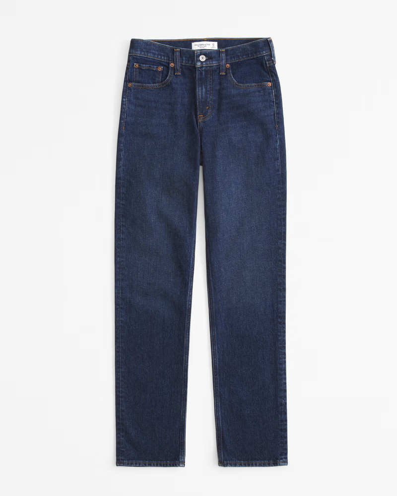 Abercrombie & Fitch Women's Mid Rise 90s Straight Jean in Dark - Size 28 | Abercrombie & Fitch (US)
