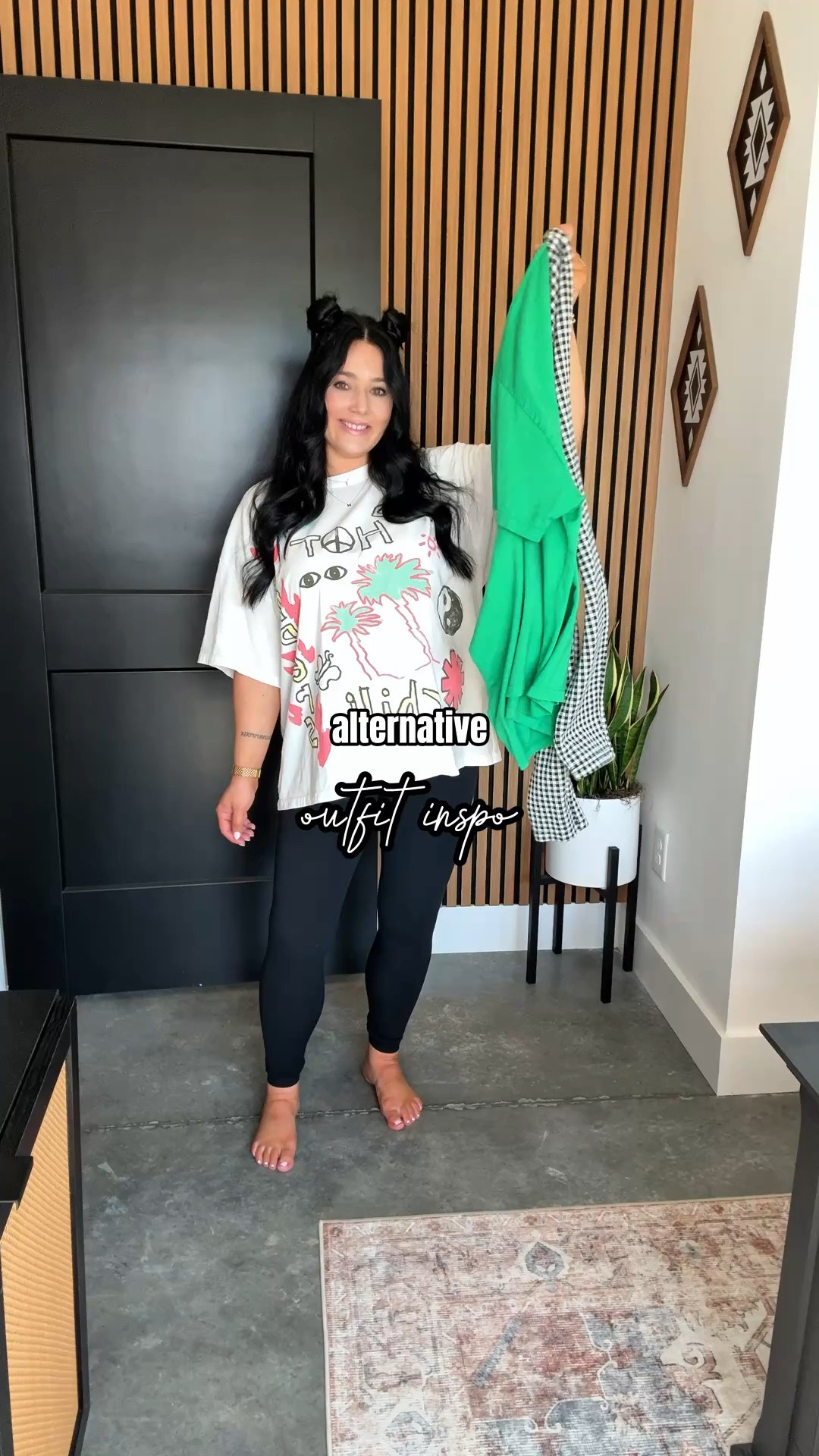 Alternative Outfit Inspo (bump friendly but non maternity!) 🖤

Band Tee - one size
Leggings - small
Bralette - medium

Love this low effort, alternative outfit of the day! This oversized band tee pairs perfectly with these super comfortable gingham print leggings. Finished the look with some black sunglasses from Amazon and my platform vans sneakers. 🖤

#LTKootd #LTKBump