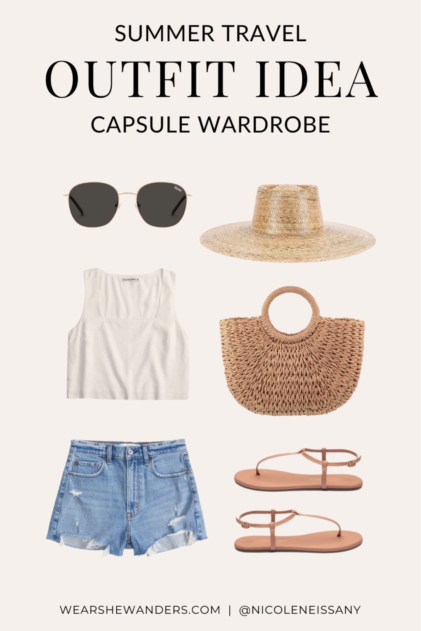 Summer travel capsule wardrobe outfit

// summer travel capsule outfit, vacation outfit, resort wear, travel outfit, summer outfit, beach outfit, pool outfit, resort outfit, casual outfit, spring outfit, linen crop top, denim shorts, high waisted denim shorts, mom shorts, Abercrombie shorts, straw boater hat, straw hat, beach hat, woven tote bag, beach bag, strappy sandals, round sunglasses, Lulus, Abercrombie, Revolve, Amazon fashion, Wear She Wanders, wearshewanders.com, Nicole Neissany (4.11)

#LTKSeasonal #LTKsalealert #LTKitbag #LTKfindsunder100 #LTKtravel #LTKfindsunder50 #LTKstyletip #LTKshoecrush