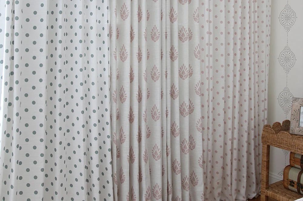Stefana Silber Print Linen Blend Curtain Drapery Pleated | TWOPAGES