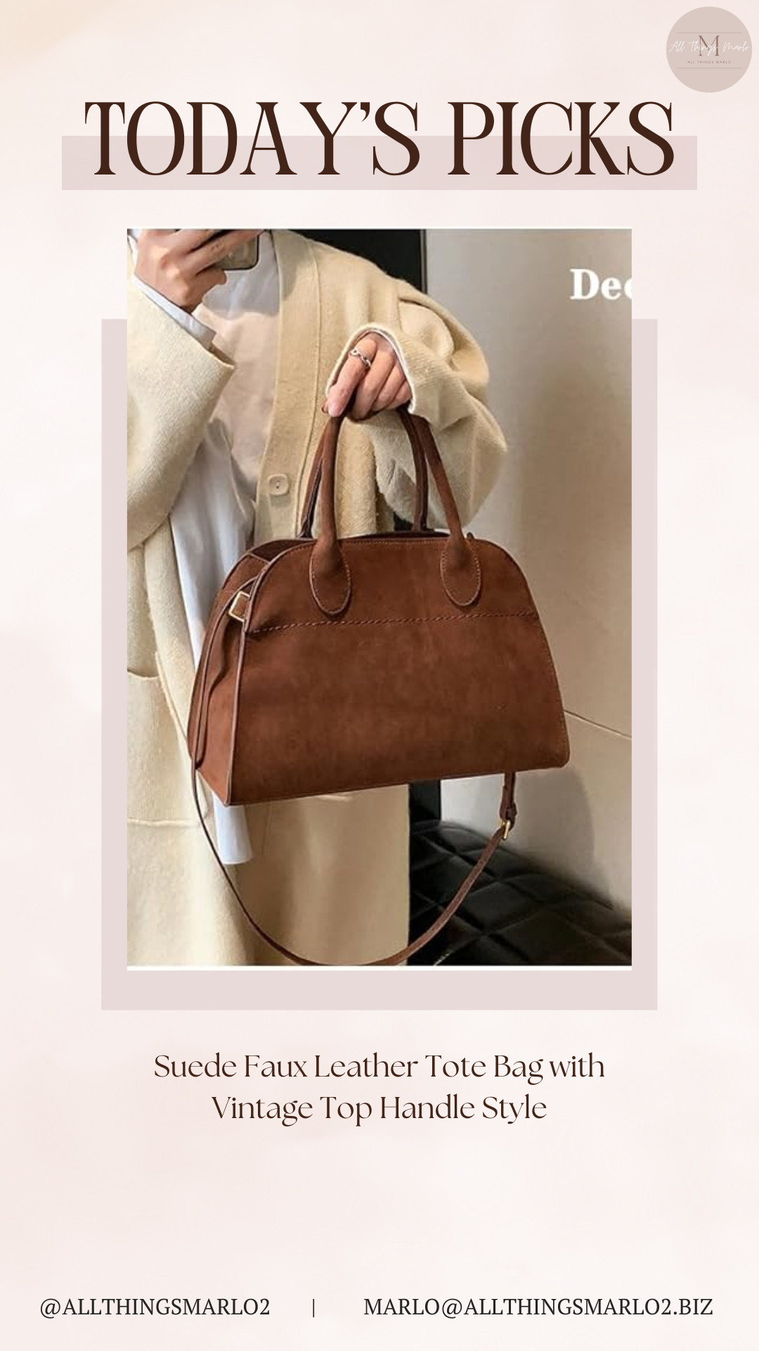 Suede Faux Leather Tote Bag with Vintage Top Handle Style 

 #LTKSeasonal #LTKWorkwear #LTKTravel