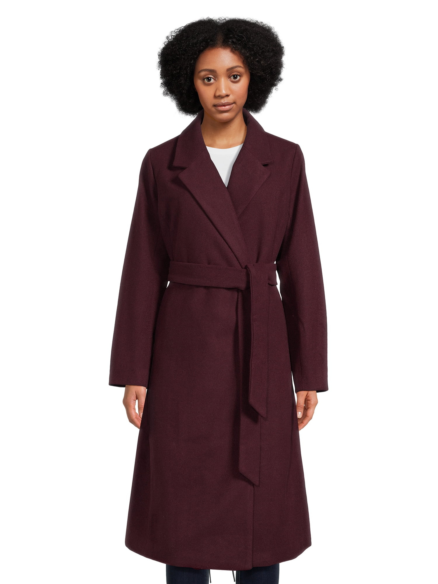 Jason Maxwell Women's and Women's Plus Long Coat with Tie Belt, Sizes S-3X | Walmart (US)