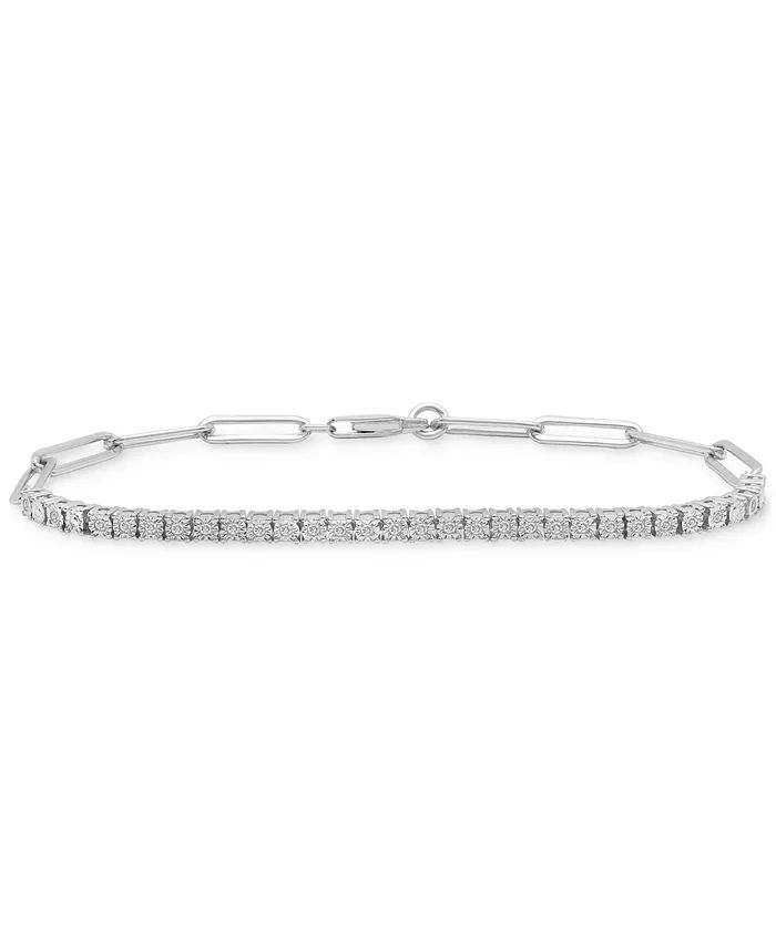 Diamond Paperclip Link Tennis Bracelet (1/4 ct. t.w.) in Sterling Silver, Created for Macy's | Macy's Canada