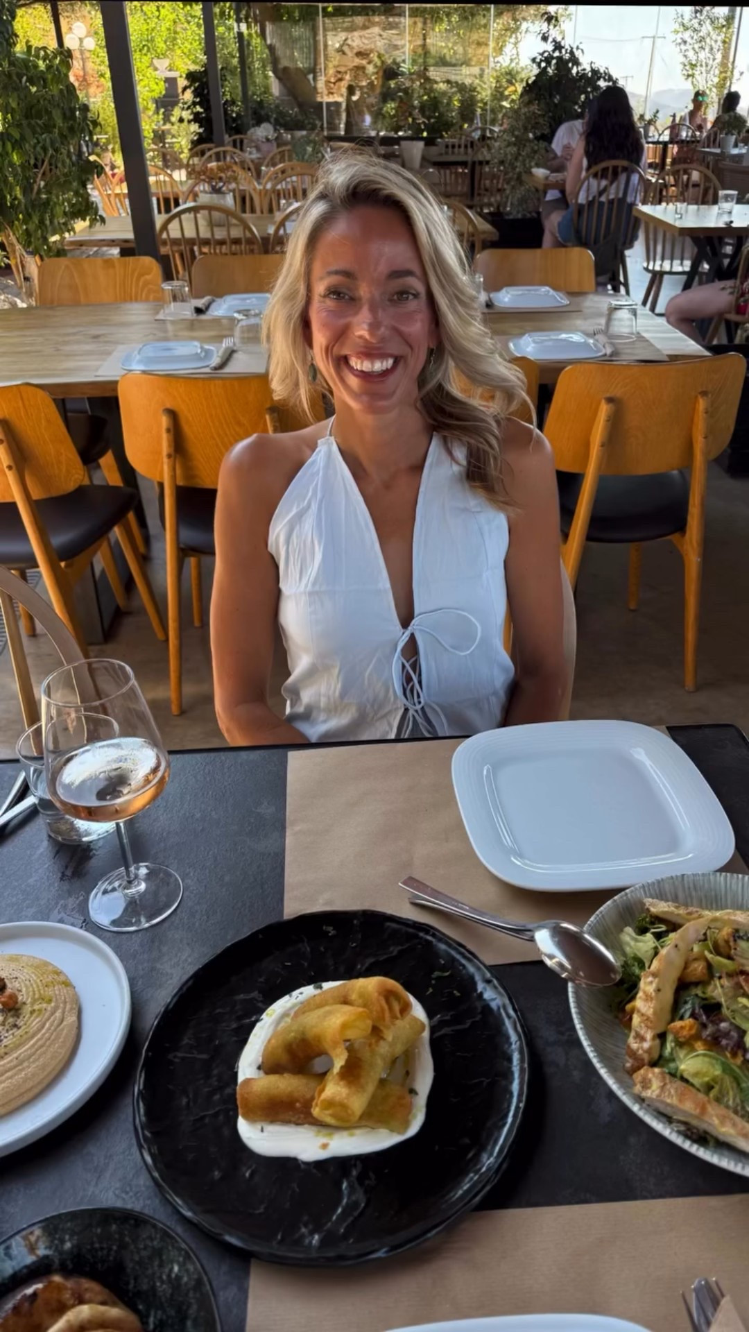 Meet your new partner in crime: this outfit! Comfortable, sleek yet non-restrictive, smooth like butter, and supportive - perfect for a snack. Comment grape for the link! #ootd #style #europe #vineyards🍇 #affordablefashion #sleek #athena #greece #wine