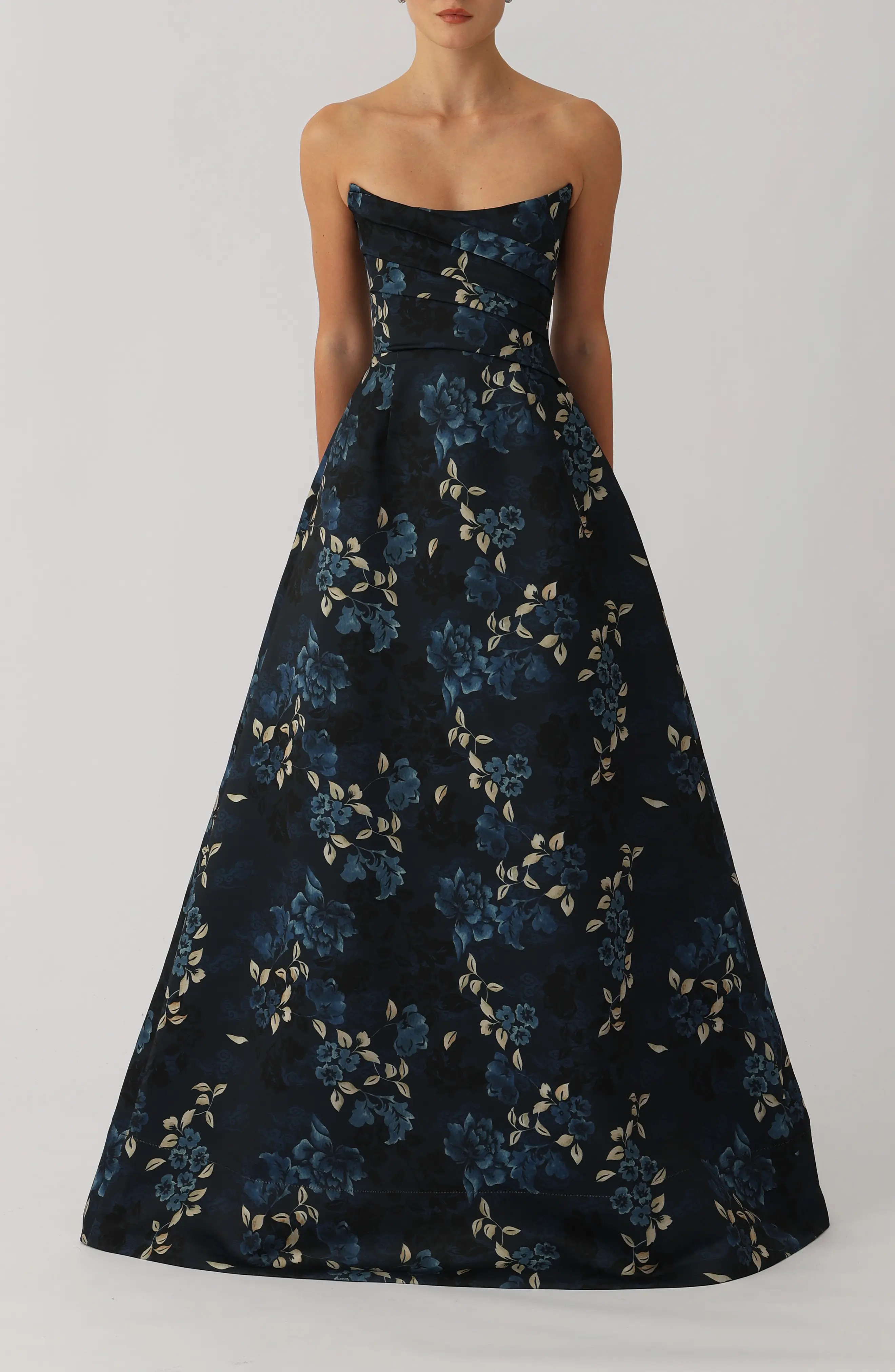 SAU LEE Anika Pleated Strapless Satin Ballgown (Women) | Nordstrom | Nordstrom