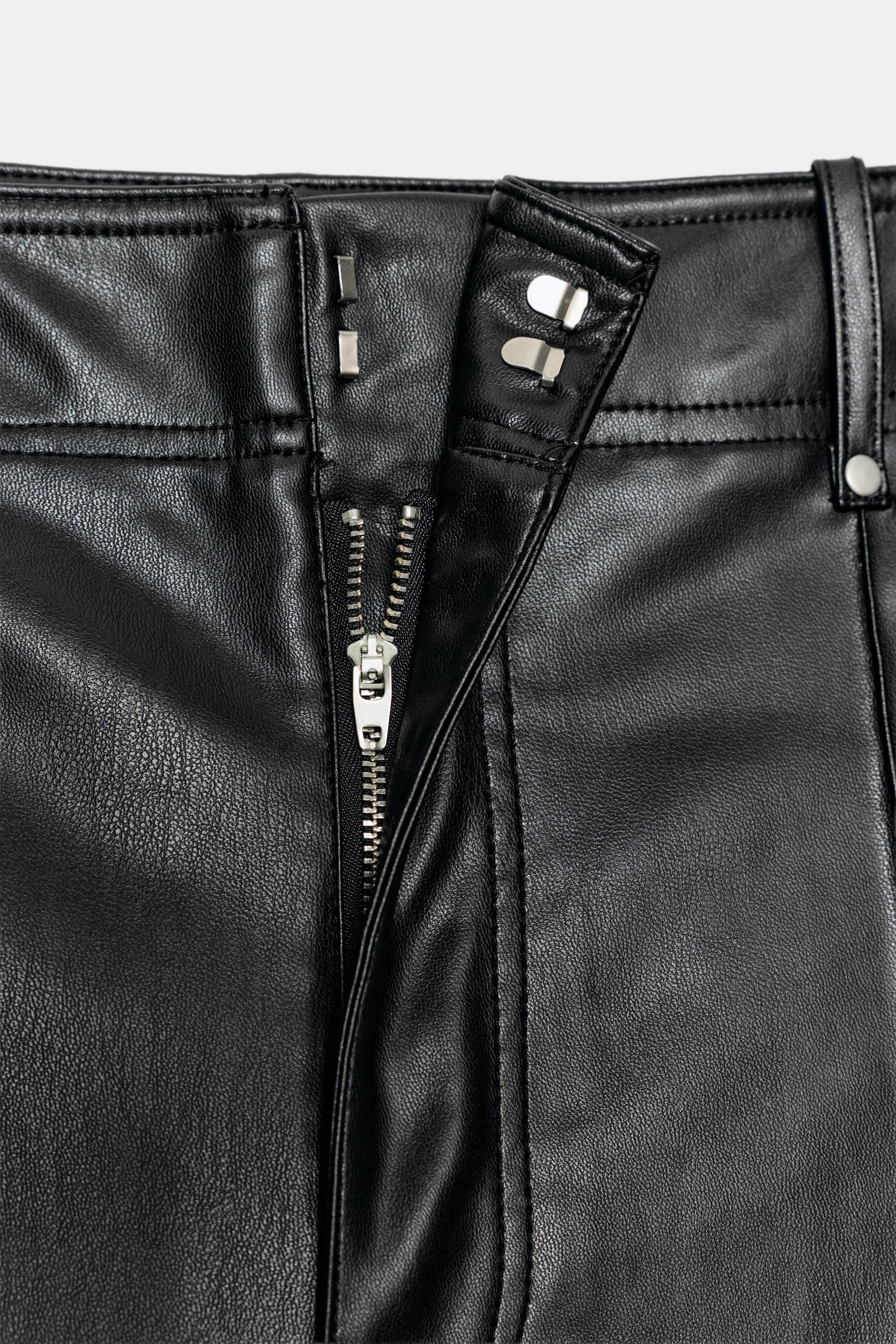 ZW COLLECTION FAUX LEATHER TAILORED WIDE LEG PANTS | Zara US