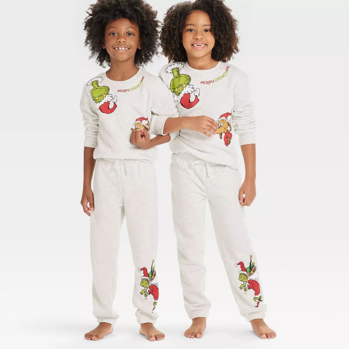 Kids' The Grinch Matching Family Christmas Jogger Pants - Oatmeal Beige | Target