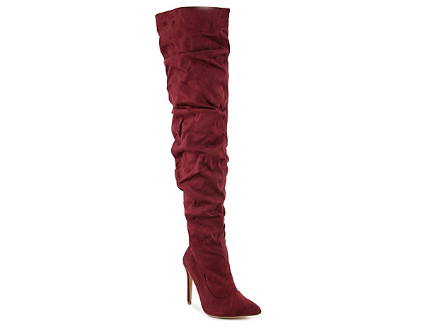Women's Xaya-25 Over The Knee Boot -Burgundy Faux Suede | DSW