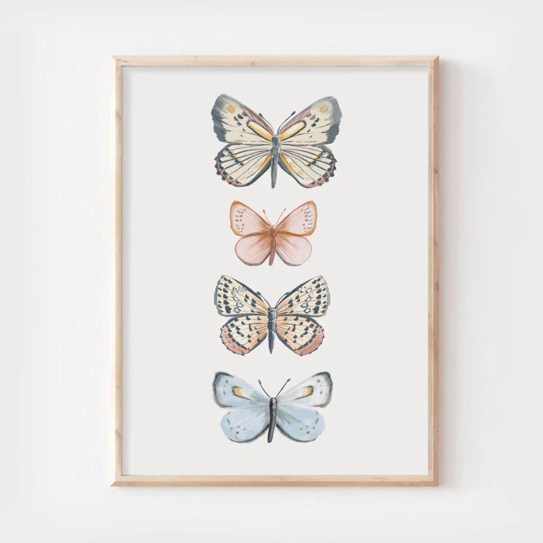Boho Butterfly Print, Butterflies, Butterfly Art, Vintage Rustic, Monarch Butterflies, Gallery Wa... | Etsy (US)
