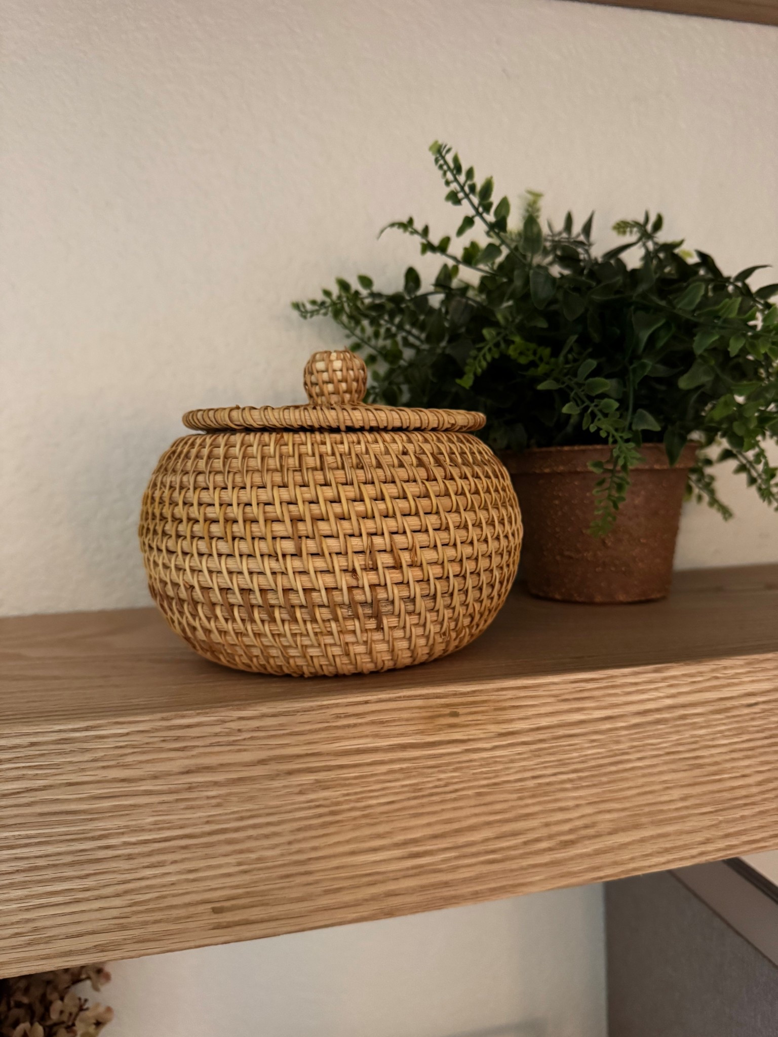 This cute little handwoven container adds a bit of warmth to my shelf decor #shelfdecor #decor #homedecor 

#LTKHome