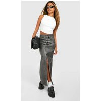 Womens Vintage Look Faux Leather Maxi Skirt - Grey - 8 | boohoo (US & Canada)