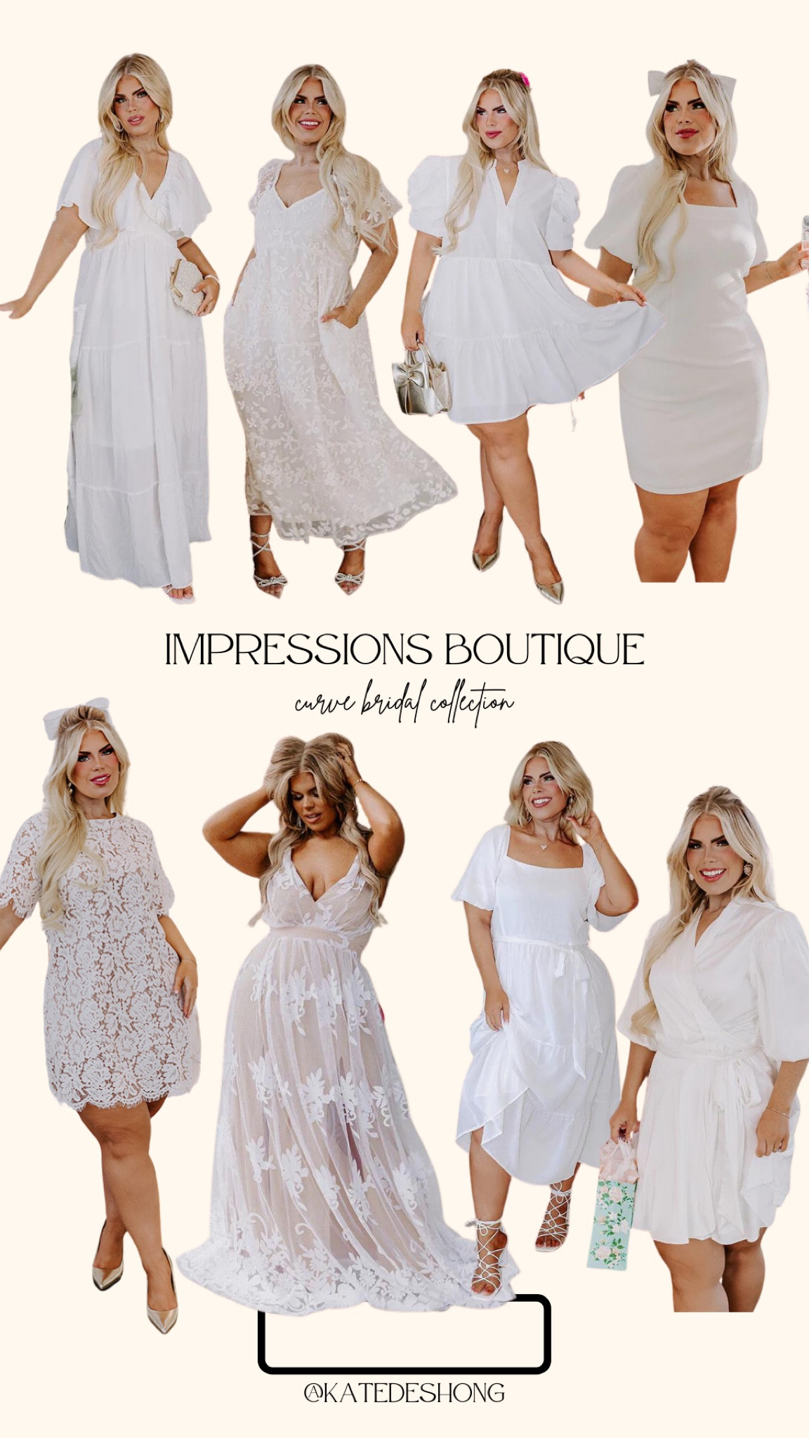 Impressions boutique curvy bridal collection , midsize , plus size , wedding , bridal shower , bachelorette , engagement , bride , white dresses 

#LTKplussize #LTKmidsize #LTKwedding