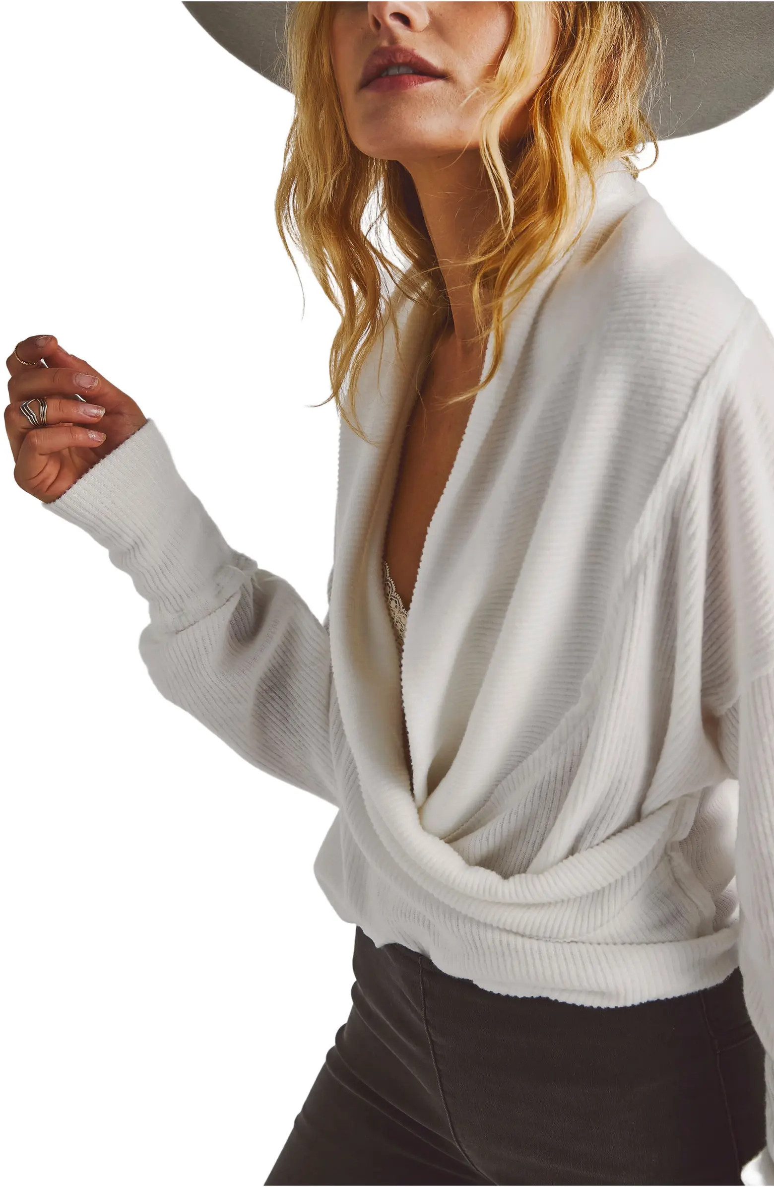 Free People Hold Me Close Rib Wrap Front Top | Nordstrom | Nordstrom