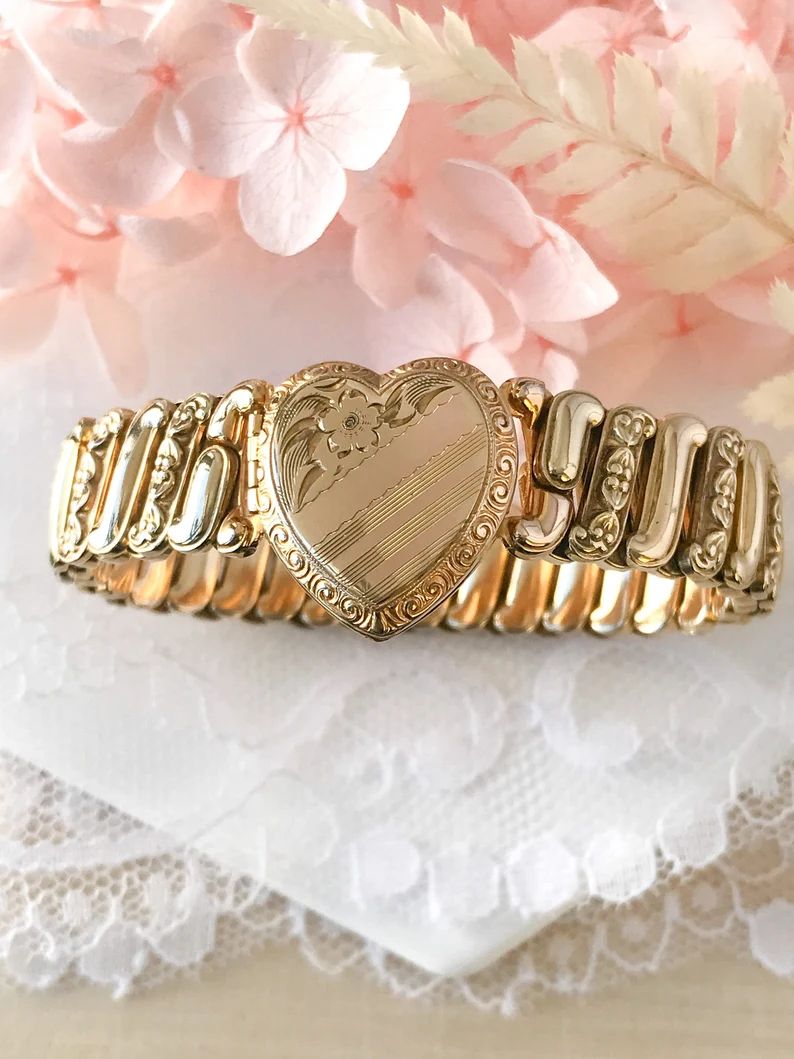 Sweetheart Bracelet | Vintage Stretch Bracelet | Sweetheart Expandable Bracelet | Ladifair Sweeth... | Etsy (US)