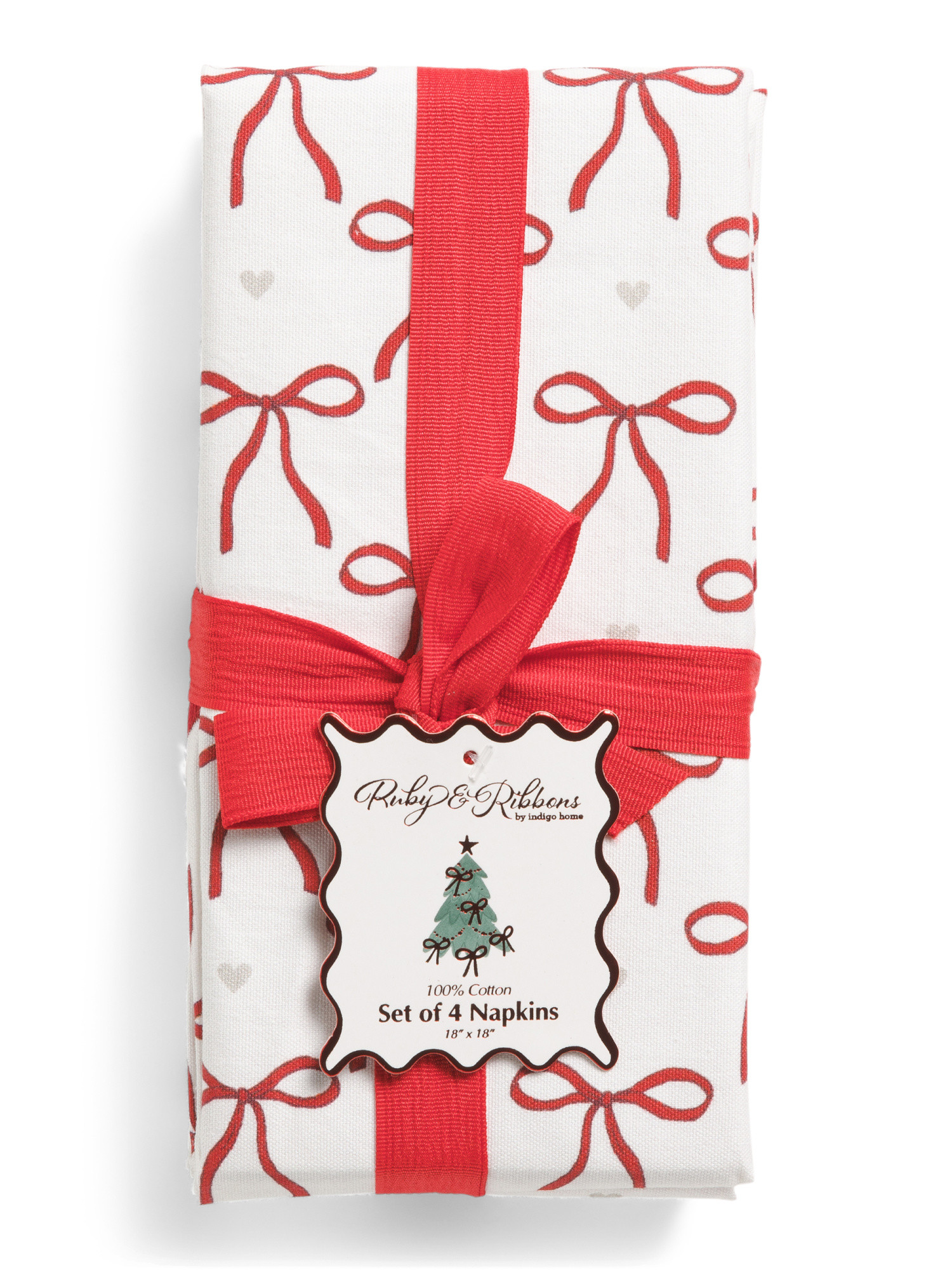 Set Of 4 Bows And Hearts Embroidered Scalloped Border Napkins | Entertaining | Marshalls | Marshalls