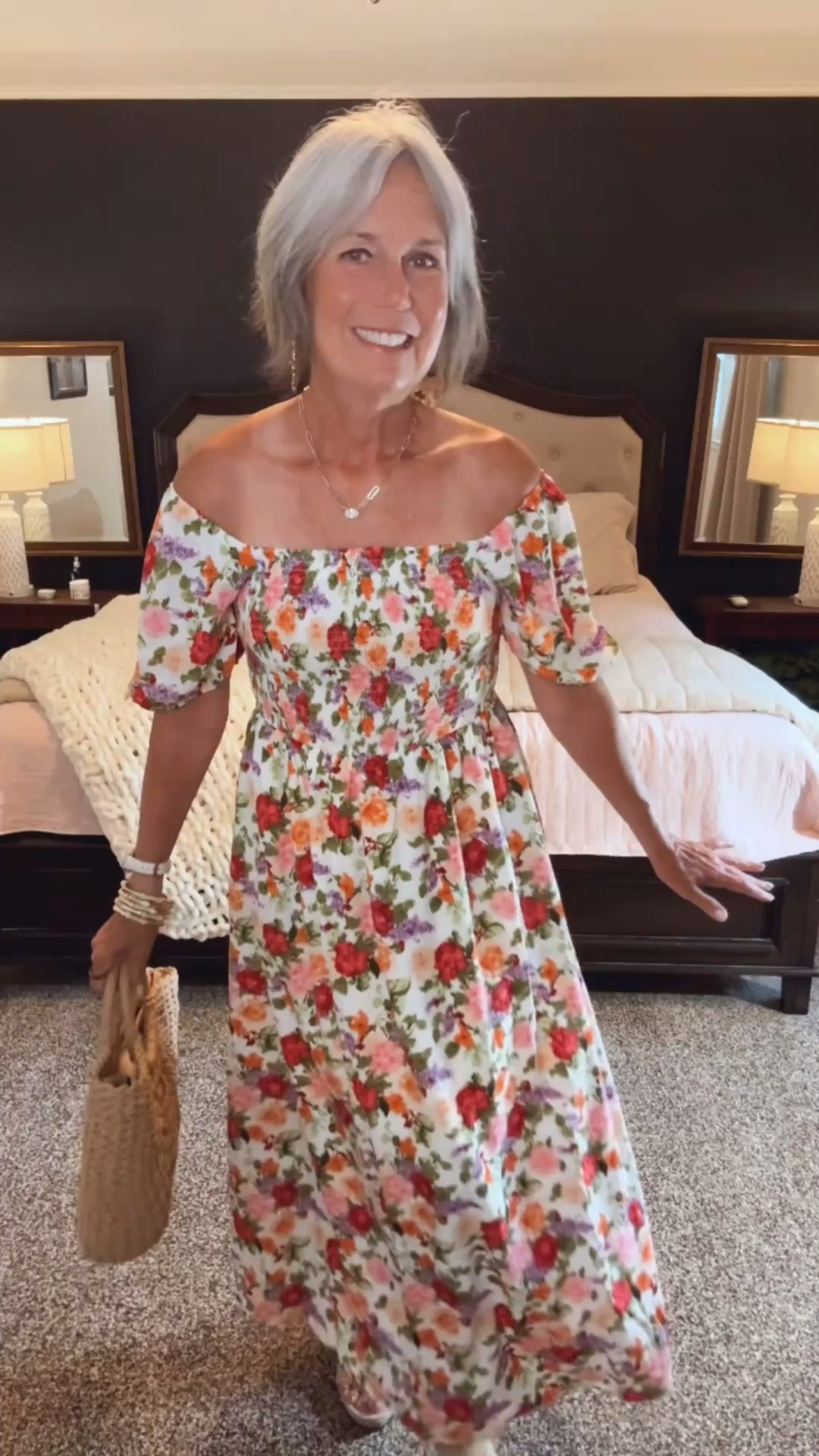 The sweetest feminine floral maxi dress. Stay TTS. It’s lined and oh so pretty. Love that you can wear it off the shoulder. 
Tagging my favorite no slip strapless bras as well. 

#over50style #styleover50 #agelessstyle #over5Ofashion #agelessstyle #womenover50 #fashionover50

#LTKSeasonal #LTKOver40