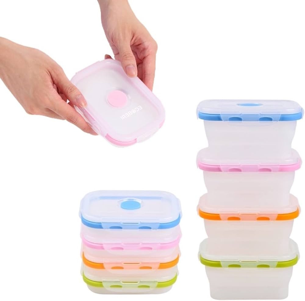 ECOBERI Collapsible Food Storage Containers, Food Grade Silicone, BPA Free, Airtight Snap-Top Lid... | Amazon (US)