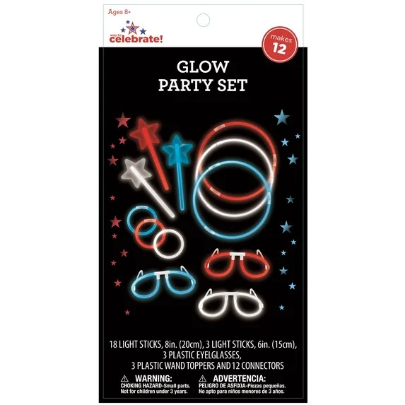 Glow Party Set, Red/White/Blue, Makes 12, Patriotic by Way To Celebrate | Walmart (US)