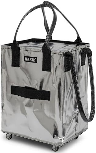 HULKEN - (Medium, Silver) Reusable Grocery Bag On Wheels, Shopping Trolley, Rolling Tote, Zipper ... | Amazon (US)