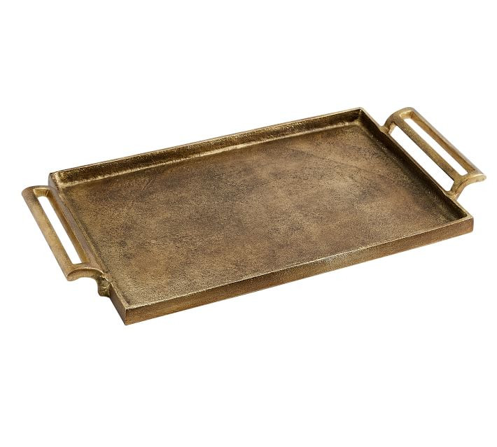 Antiqued Metal Decorative Tray | Pottery Barn (US)