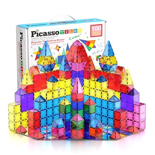 PicassoTiles 100 Piece Set 100pcs Magnet Building Tiles Clear Magnetic 3D Blocks Construction Playboards, Creativity Beyond Imagination, Inspirational, Recreational, Educational Conventional | Amazon (US)