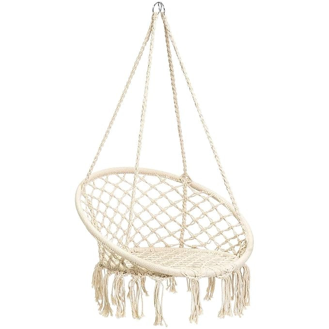 BCGI Hammock Chair Macrame Swing, Hanging Cotton Rope Swing Chair, Comfortable Sturdy Hanging Cha... | Amazon (US)