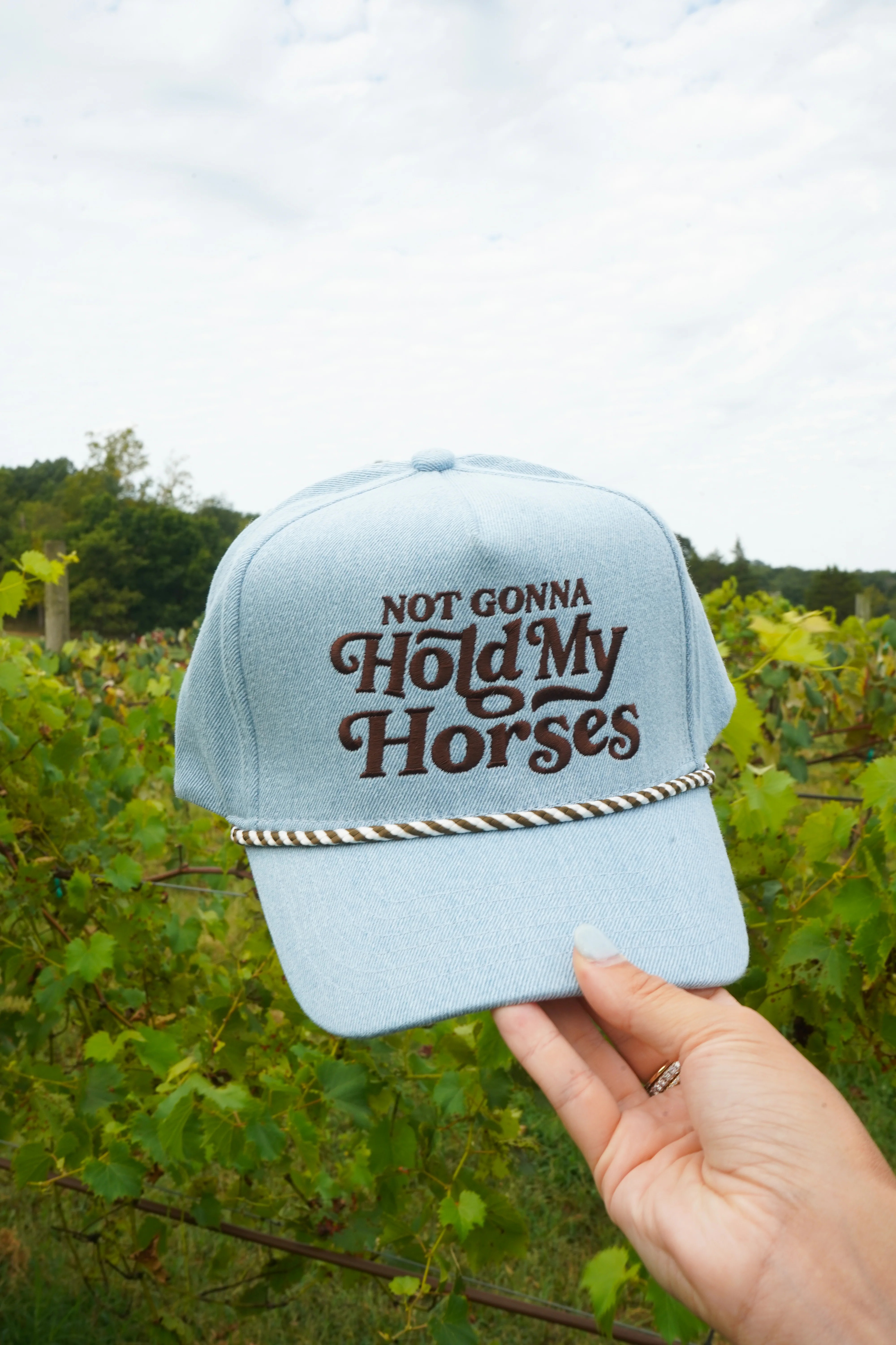Hold My Horses - Denim Trucker Hat | KenzKustomz