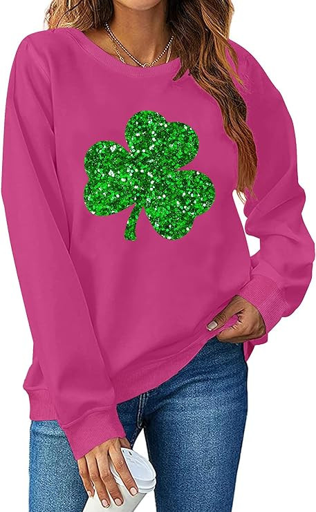 St. Patrick's Day Sweatshirt Women Shamrock Heart Shirts Irish Gift Crewneck Casual Loose Fit Top... | Amazon (US)