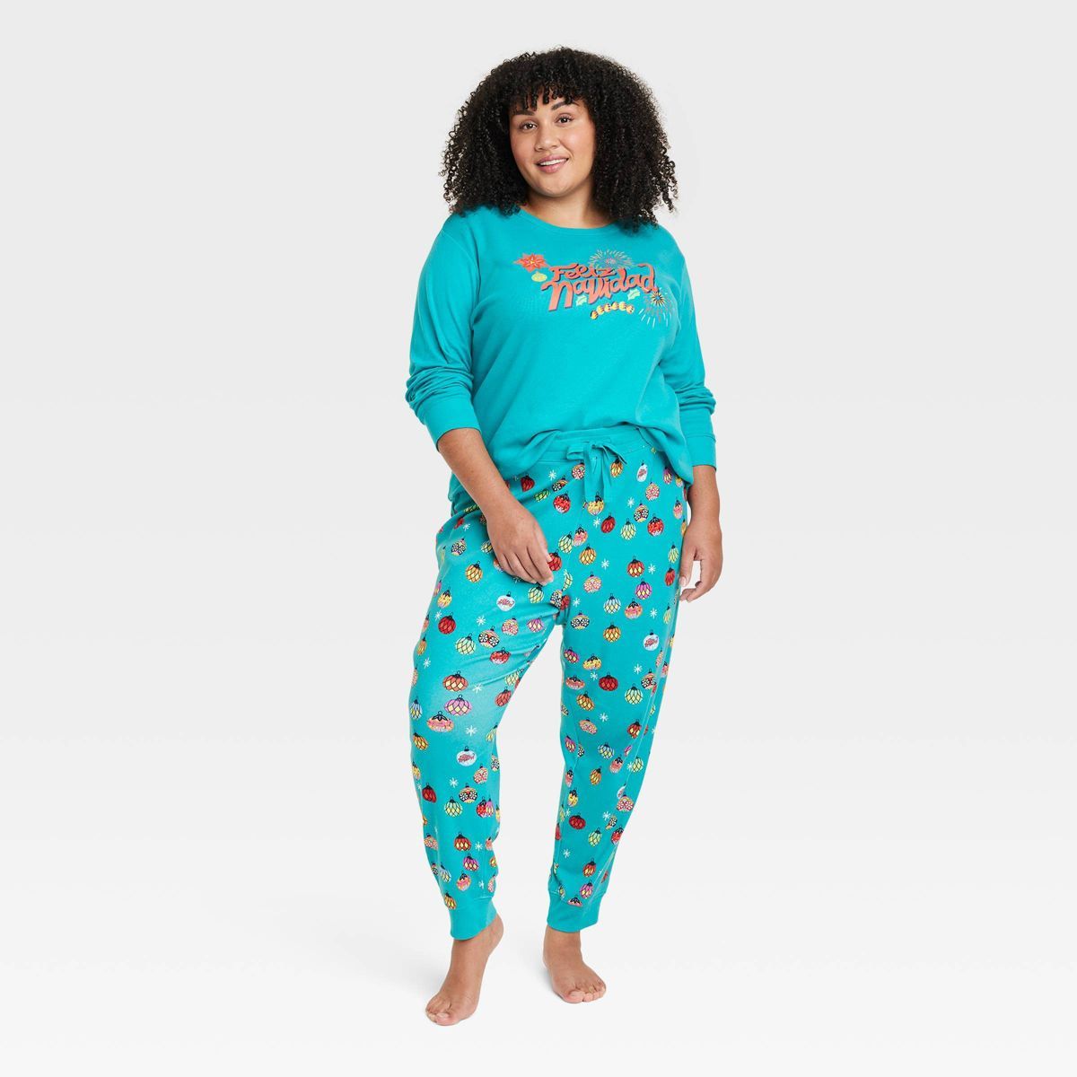Women's Feliz Navidad Matching Family Pajama Set - Wondershop™ with Dia Pacheco Blue 1X | Target