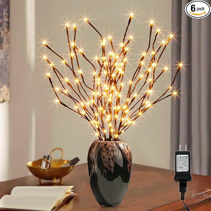 PEIDUO Lighted Willow Branches 30Inch 120 LED Twig Lights, 6PK Tree Branch Pathway Light for Holi... | Amazon (US)