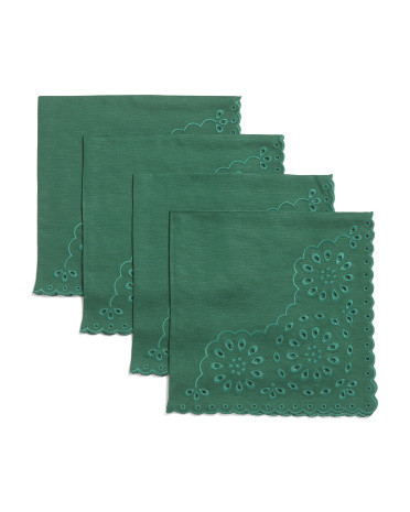 Set Of 4 Linen Eyelet Dinner Napkins | TJ Maxx