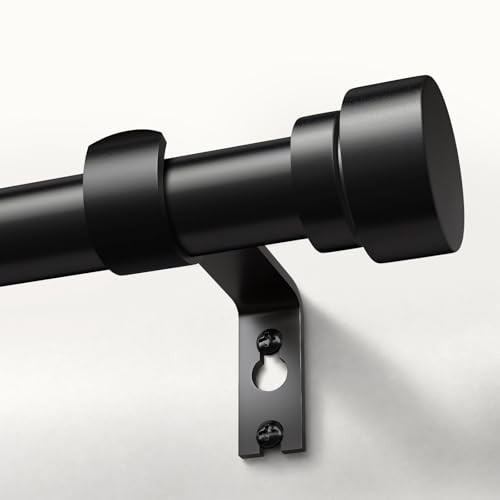 Oneach Black Curtain Rods for Windows 66 to 120 Inch, 1 Inch Pole Adjustable Length Heavy Duty Metal Curtain Rod Set, for Outdoor Bedroom Kitchen Living Room, Decorative Drapery Rods with Finials | Amazon (US)