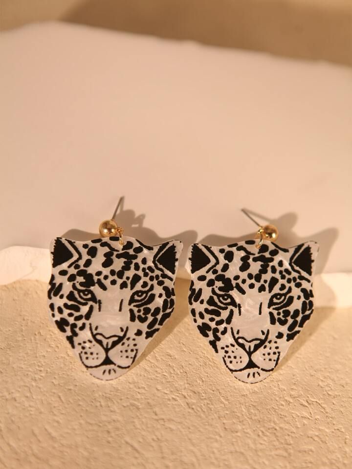Cute Exaggerated Leopard Design Dangle Earrings, Women's Gift | SHEIN