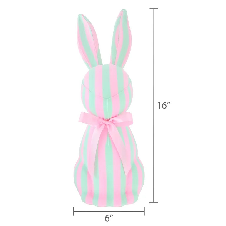 Striped Bunny Tabletop Decoration, Mint Green and Pink, 16", Easter by Way To Celebrate | Walmart (US)