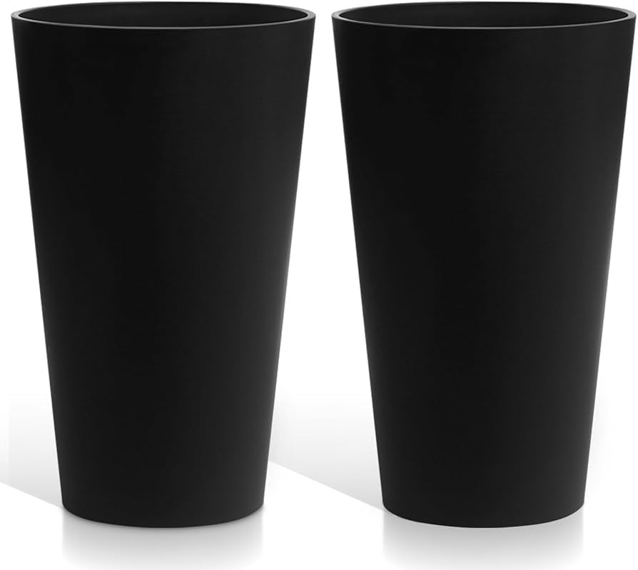 Tall Outdoor Planter - 16 inch Extra Wide Plant Pots Indoor, Large Resin Garden Pot for Trees Flo... | Amazon (US)