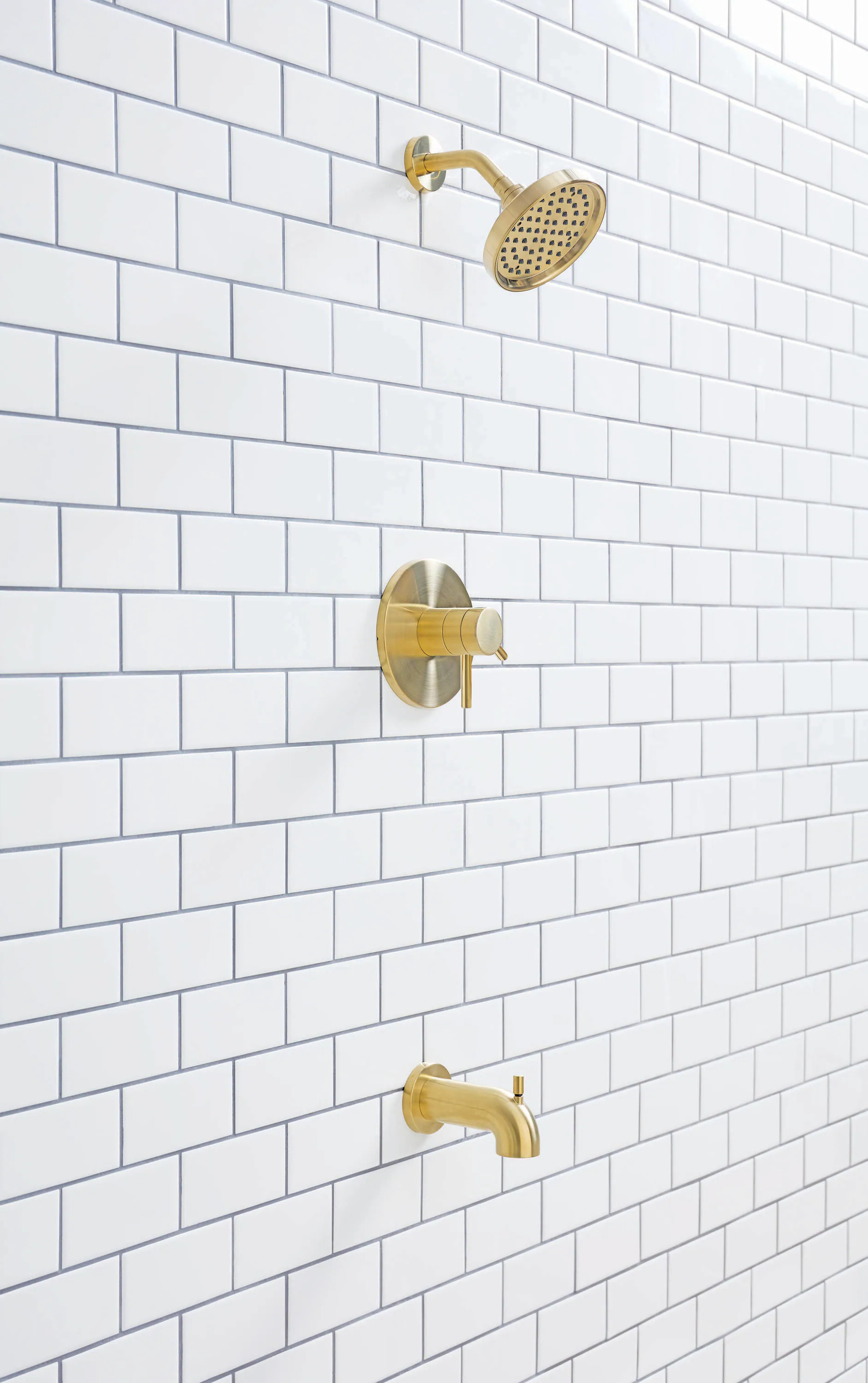 allen + roth Harlow Brushed Gold 2-handle Single function 6-in Round Bathtub and shower Faucet ( Valve Included ) | 870X-504408 | Lowe's