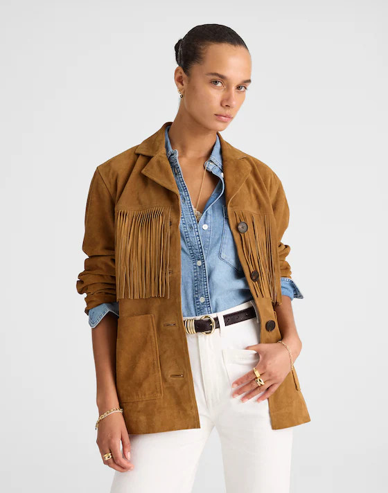 Fringe Shirt-Jacket in Suede | Madewell