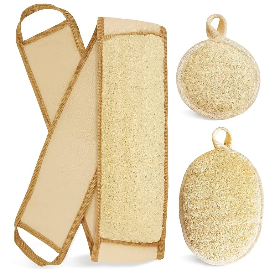 Natural Loofah Sponge Back Exfoliating Scrubber Combo Set, Seep Cleansing Skin and Facial Loofah ... | Amazon (US)