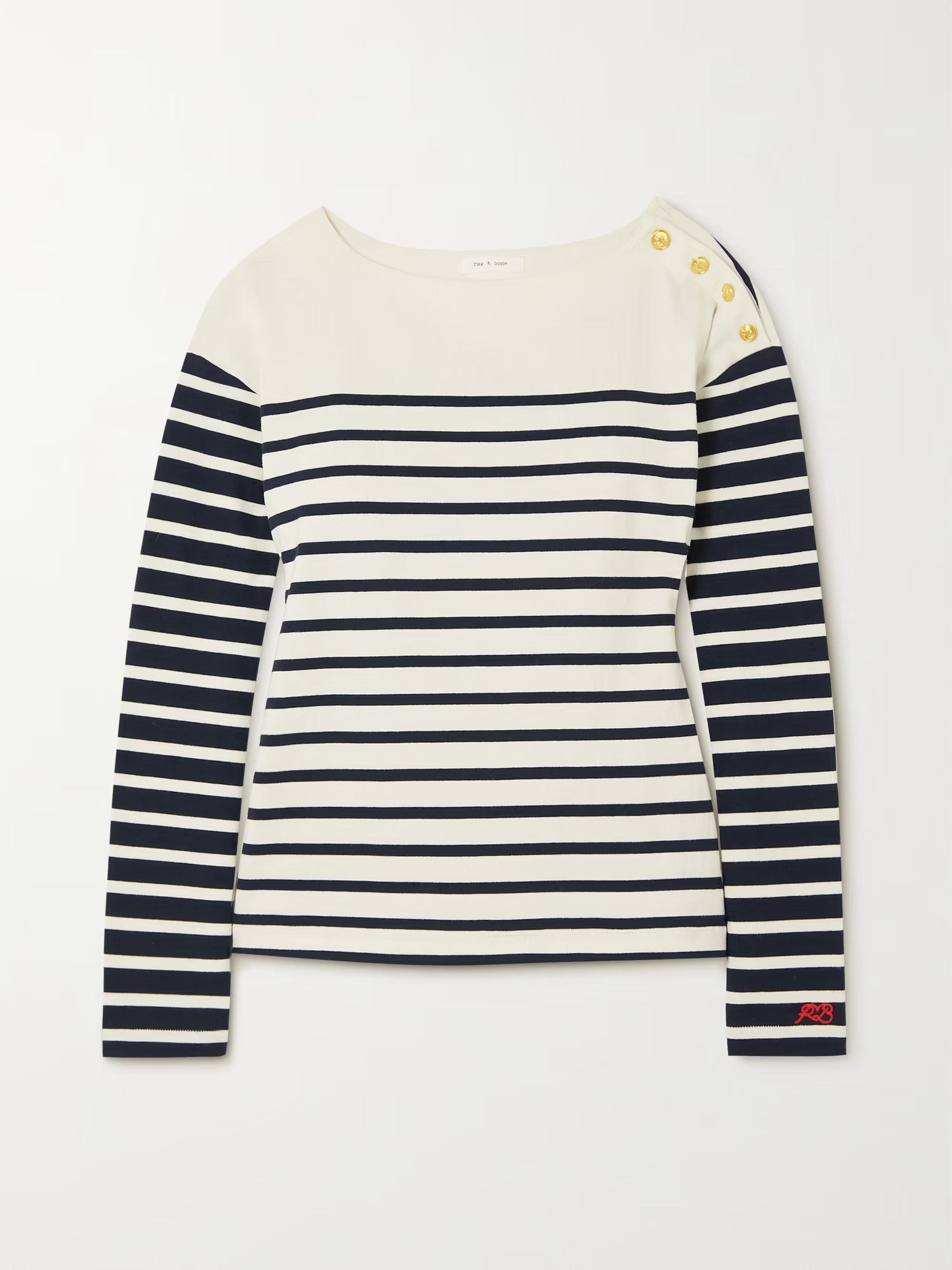 Striped button-embellished cotton-jersey top | NET-A-PORTER (UK & EU)