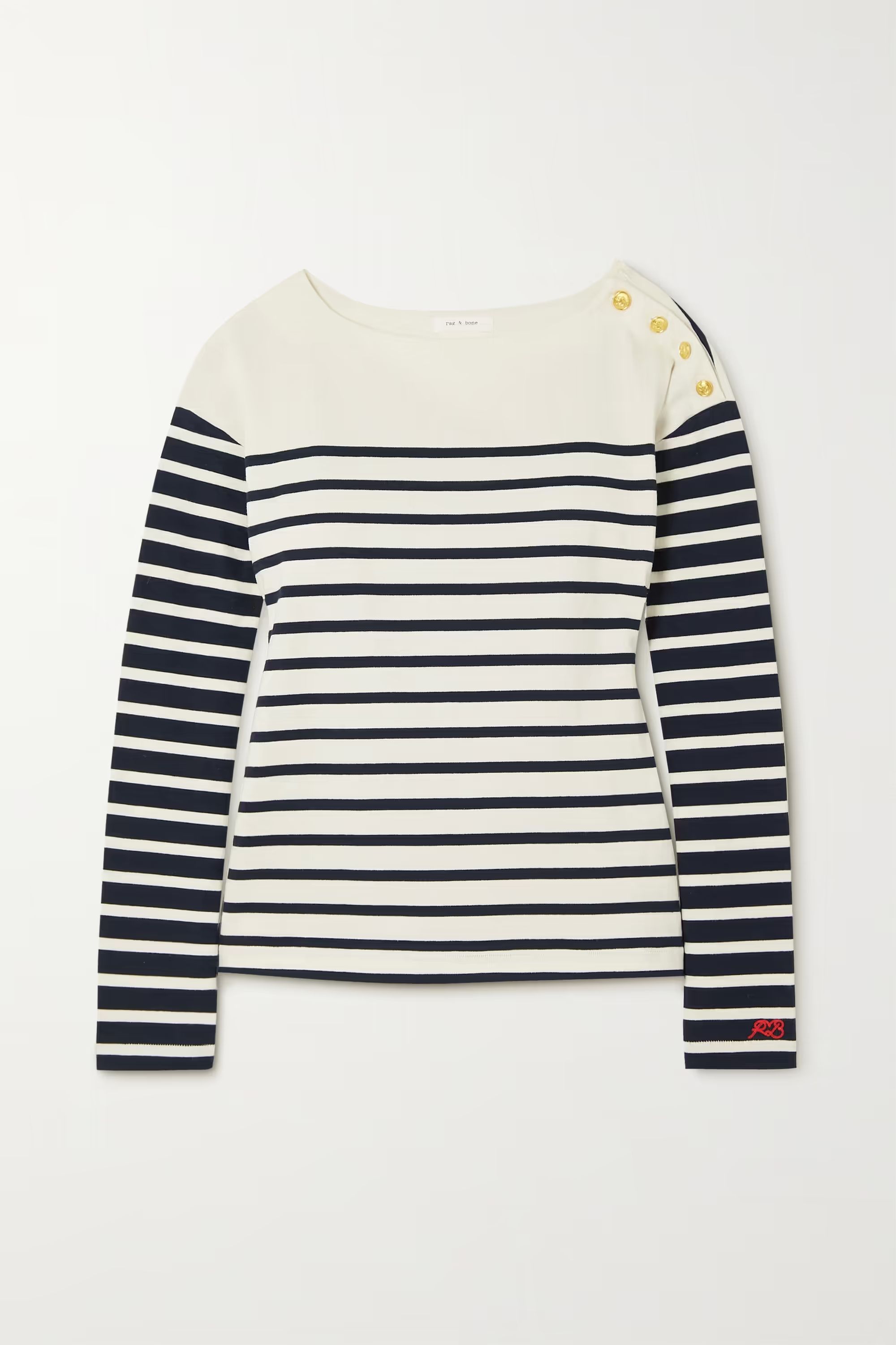 Striped button-embellished cotton-jersey top | NET-A-PORTER (UK & EU)