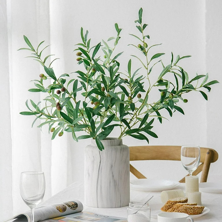 Travelwant 5Packs Tall Artificial Olive Branches for Vases Faux Greenery Stems, Silk Eucalyptus S... | Walmart (US)