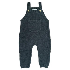 Mebie Baby Charcoal Knit Overalls for Infants and Toddlers: Sizes 0-3 Months to 2 Years | Mebie Baby