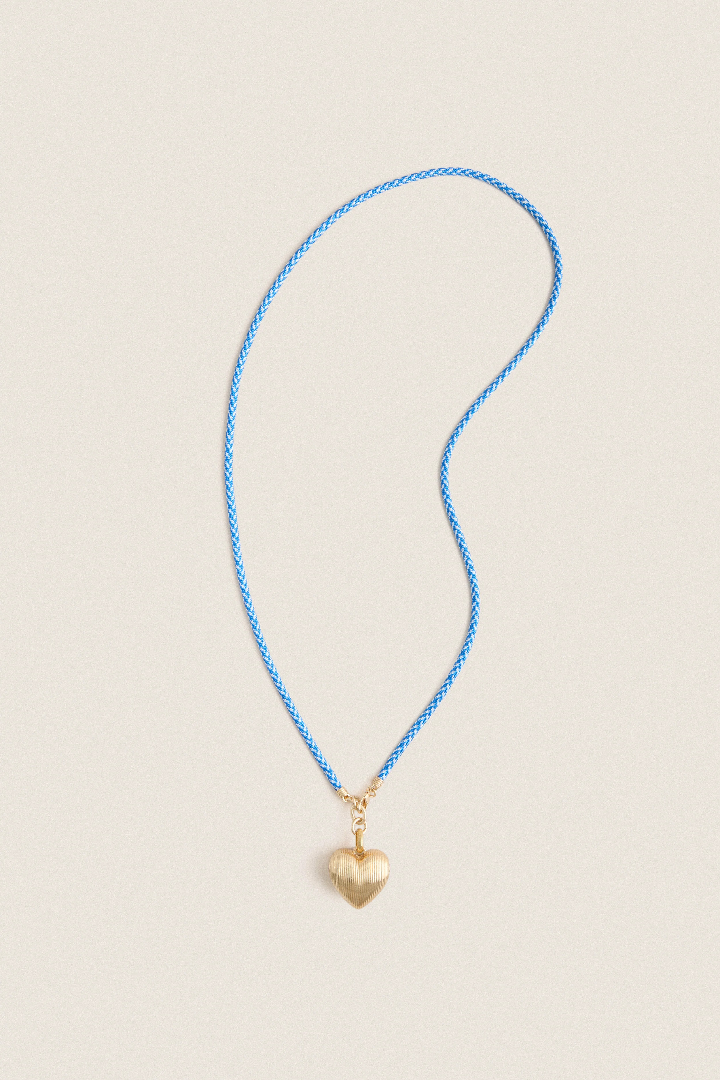 Gold, Blue and White Long Happy Cord Necklace with Heart | Tuckernuck (US)