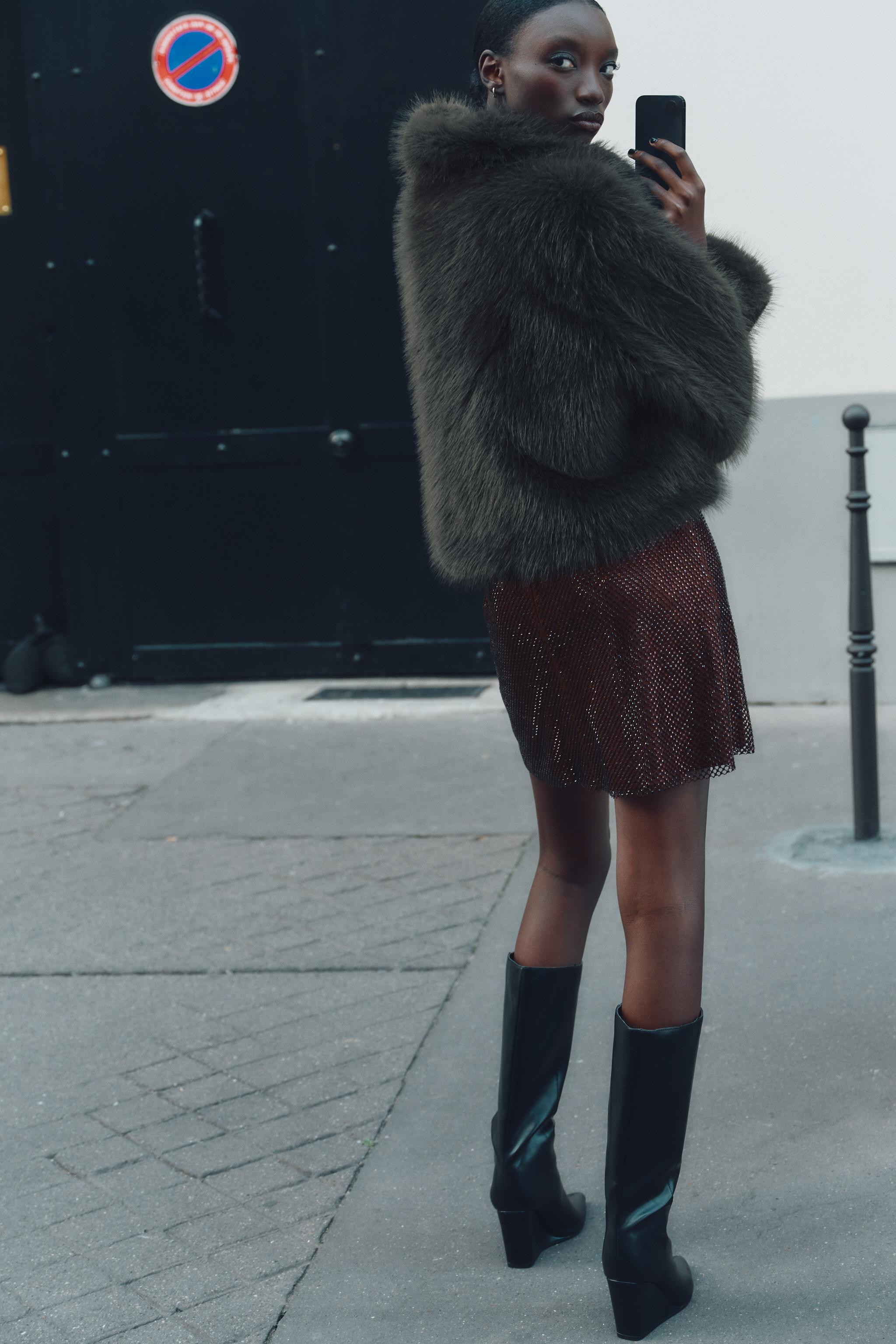 SHORT FAUX FUR TOGGLE COAT | Zara US
